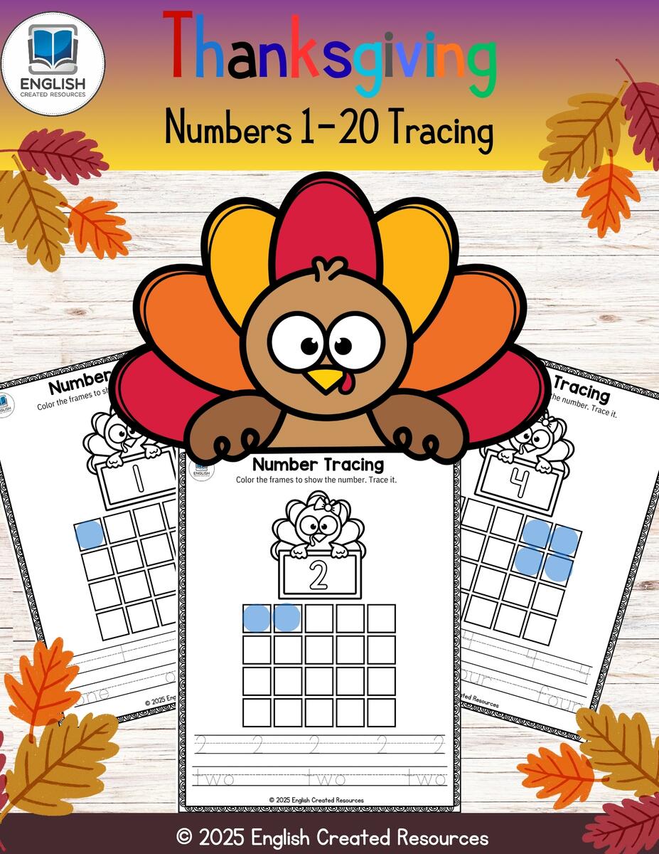 Thanksgiving Numbers 1 20 Tracing English Created Resources Thanksgiving Numbers 1 20 Tracing English Created Resources