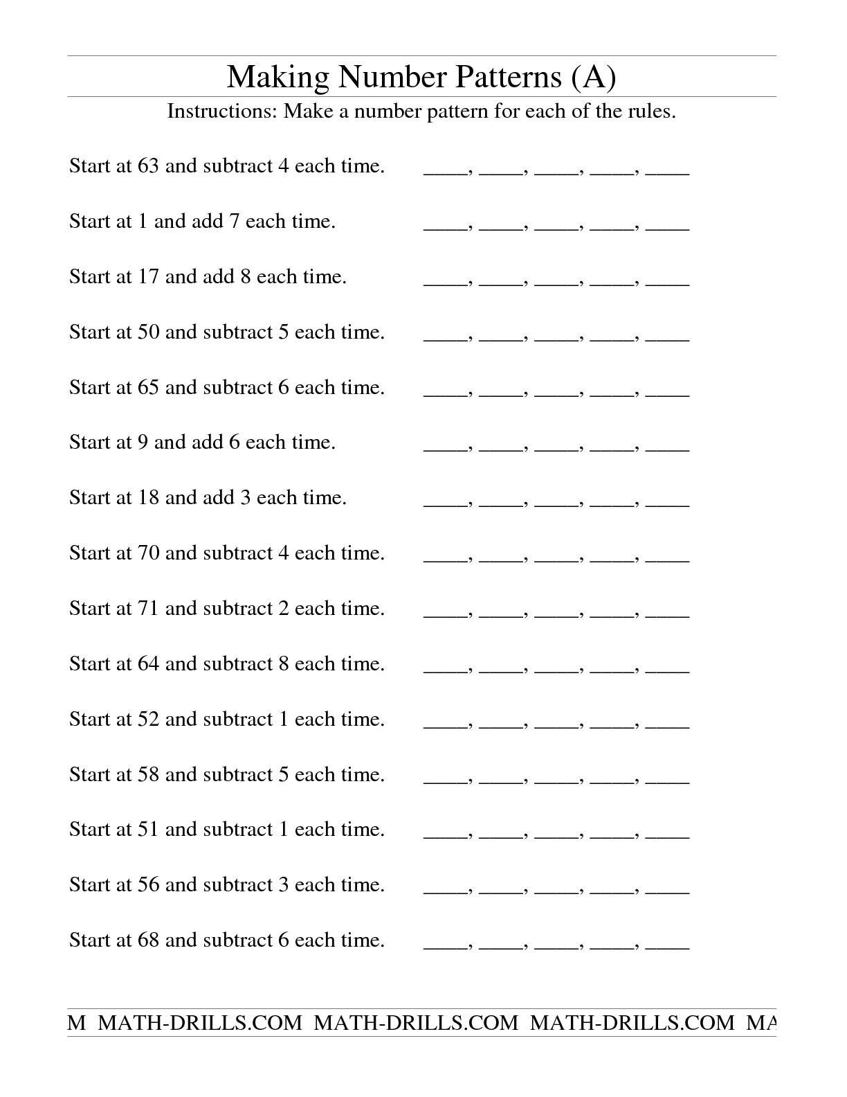 The Making Number Patterns From Recursive Rules A Math Worksheet Worksheets Library