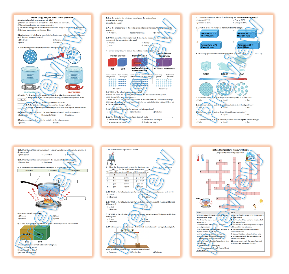 Thermal Energy Heat And Particle Motion Worksheet Puzzle Printable Teaching Resources