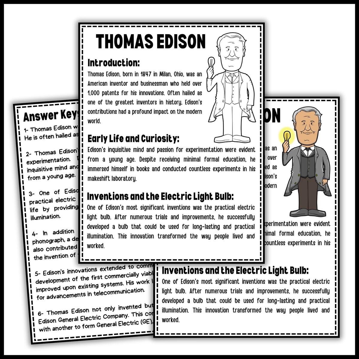 Thomas Edison Reading Comprehension Passage Questions Made By Teachers Thomas Edison Reading Comprehension Passage Questions Made By Teachers