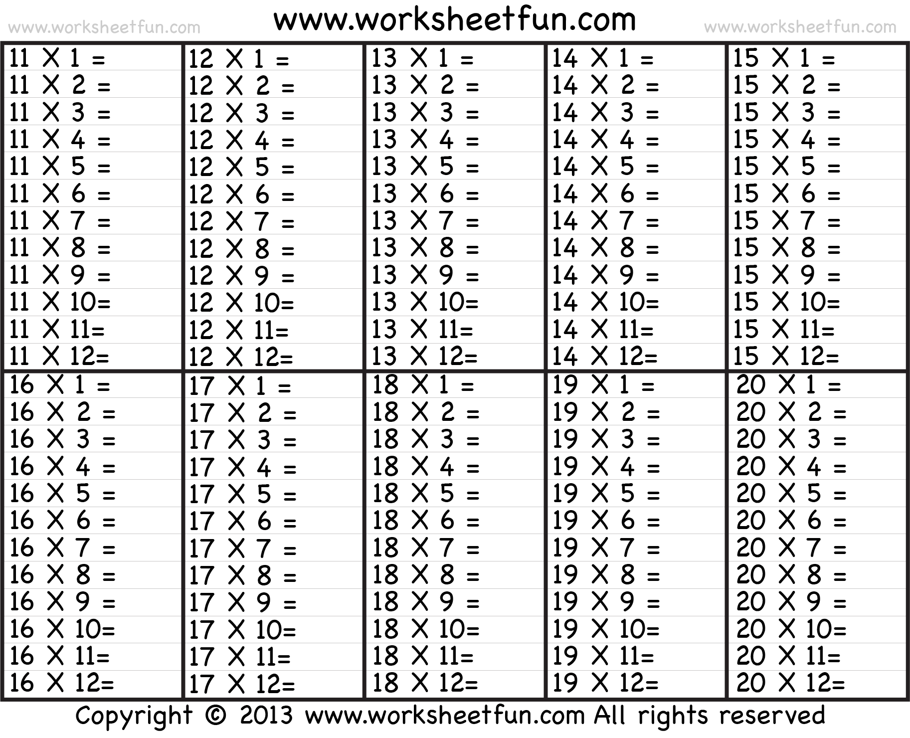 Multiplication Charts PDF Free Printable Times Tables Free Printables Lettering SVG Files Tools Apps