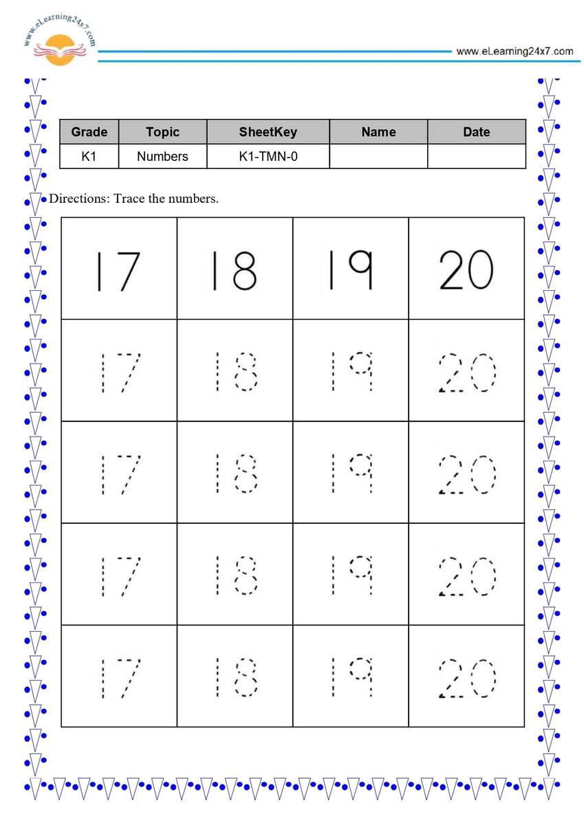 Trace Numbers 17 18 19 20 Https ELearning24x7