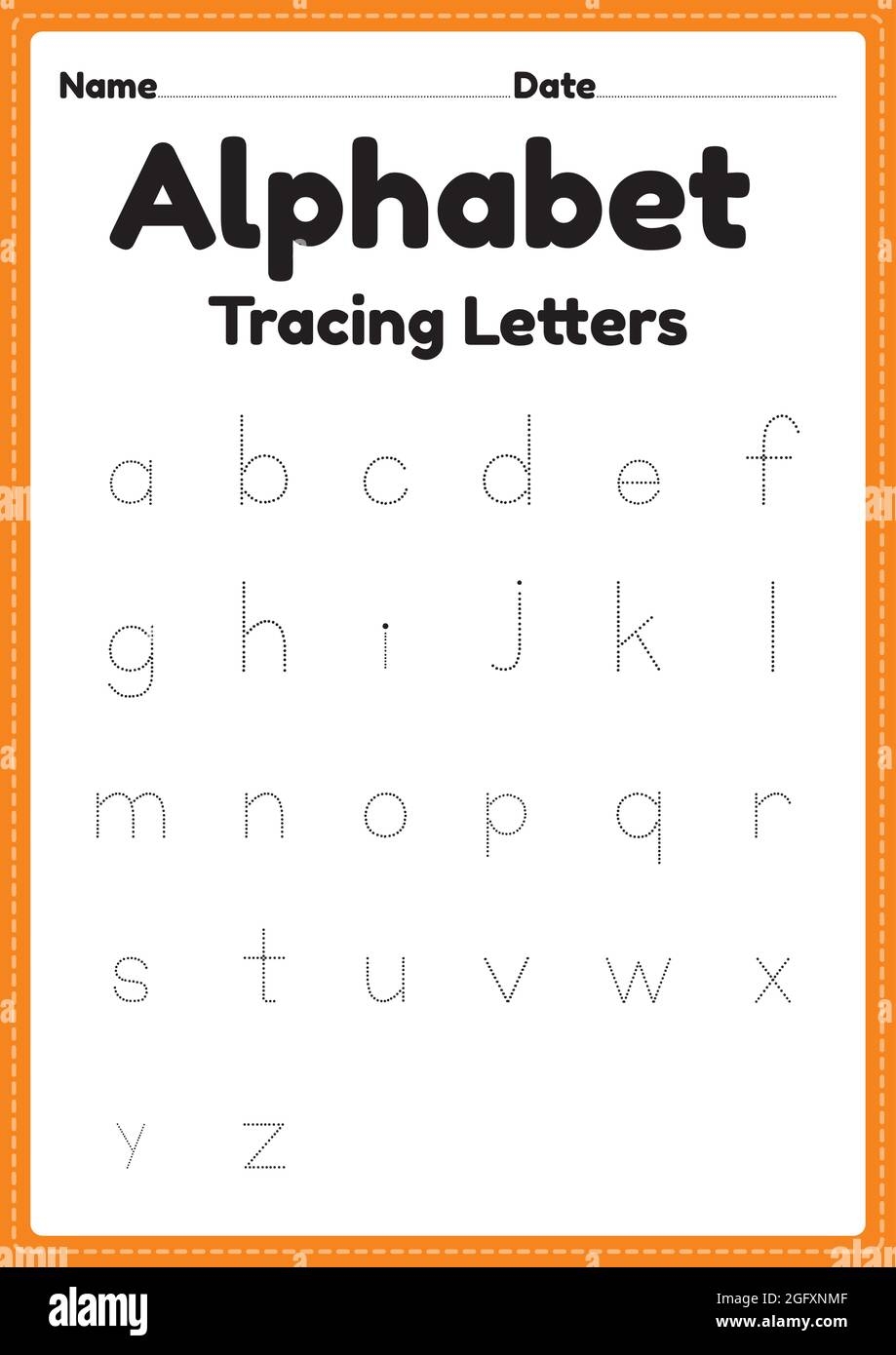 Tracing Alphabet Letters Worksheet For Kindergarten And Preschool Kids For Handwriting Practice And Educational Activities In A Printable Page Stock Vector Image Art Alamy