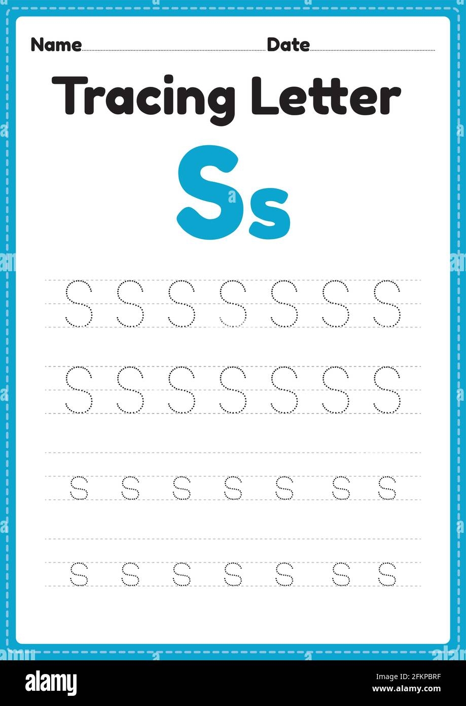 Tracing Letter S Alphabet Worksheet For Kindergarten And Preschool Kids For Handwriting Practice And Educational Activities In A Printable Page Illust Stock Vector Image Art Alamy Letter S Tracing Worksheets For Toddlers And Preschool Children