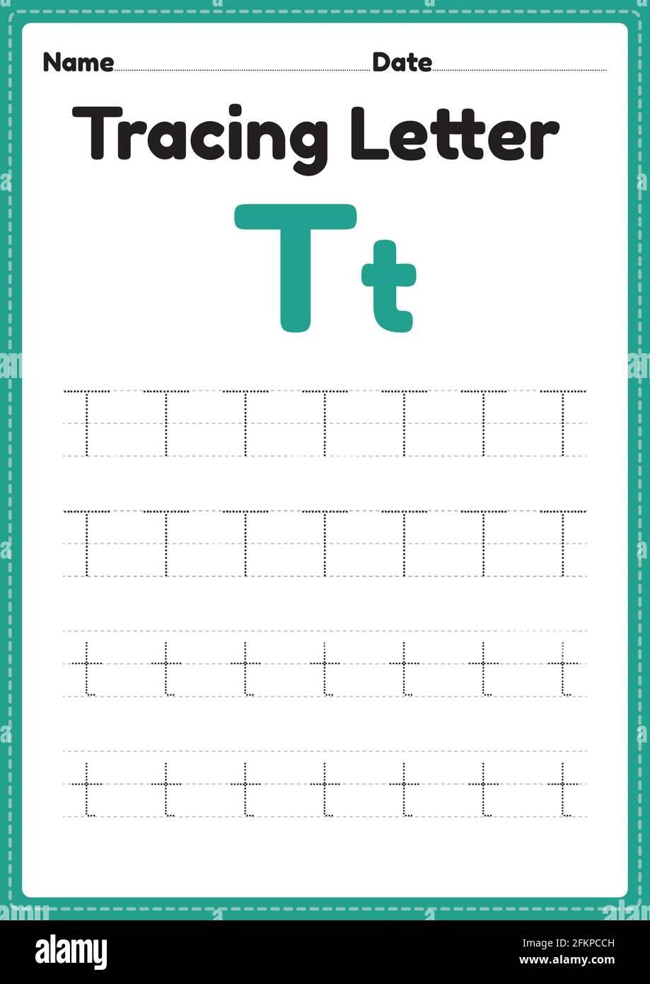 Tracing Letter T Alphabet Worksheet For Kindergarten And Preschool Kids For Handwriting Practice And Educational Activities In A Printable Page Illust Stock Vector Image Art Alamy Uppercase Letter T Tracing Worksheet Doozy Moo