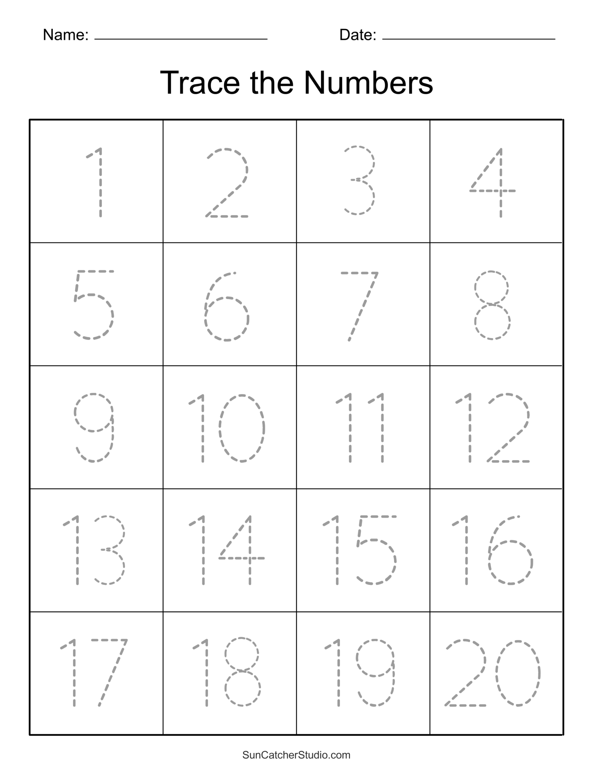 Tracing Numbers Free Printable Practice PDF Worksheets Free Printables Lettering SVG Files Tools Apps Tracing Numbers 1 10 Worksheets Free Printable Pdfs Teach Prints