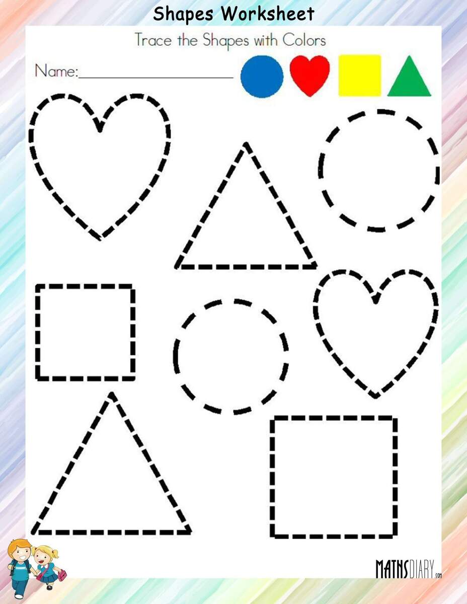 Tracing Shapes Math Worksheets MathsDiary Shapes Worksheets For Preschoolers And Kindergarten Shapes Tracing Worksheets MegaWorkbook