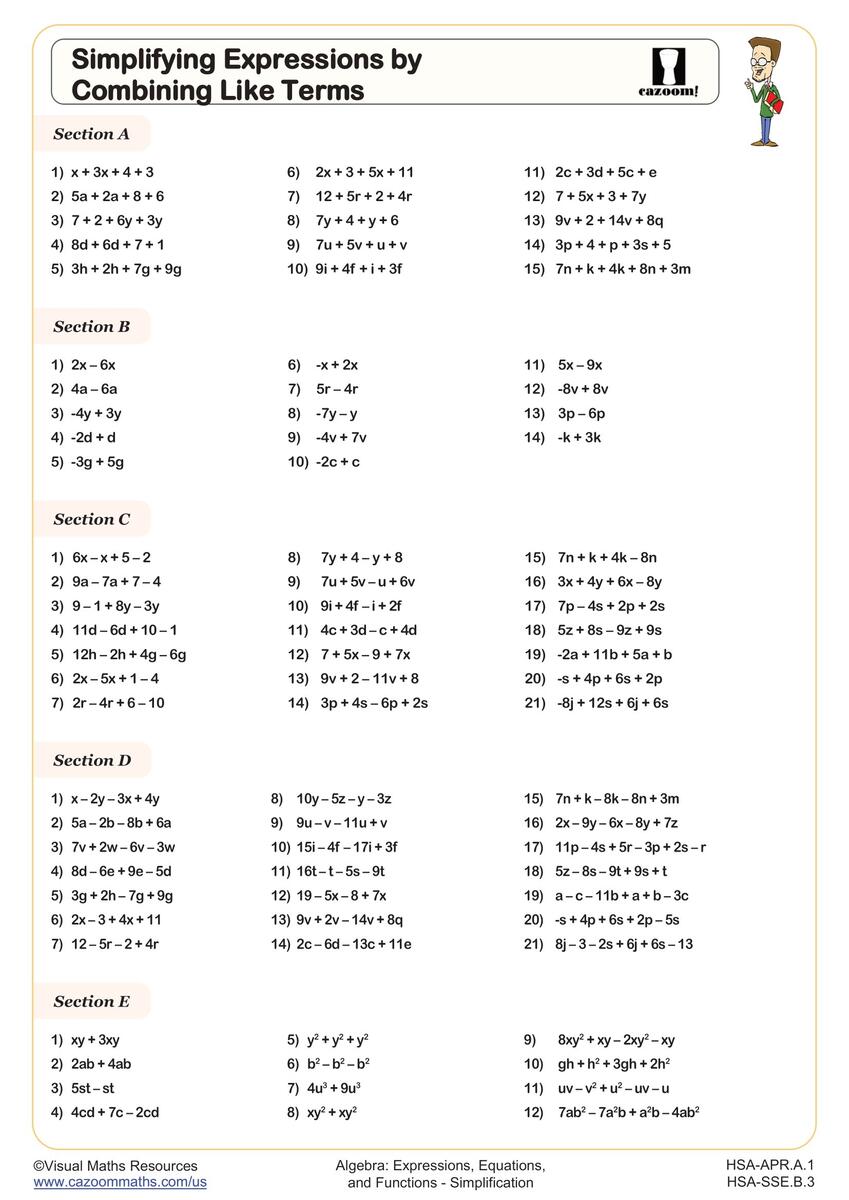 Translating Words To Expressions Worksheet PDF Printable Algebra Worksheet Cazoom Math