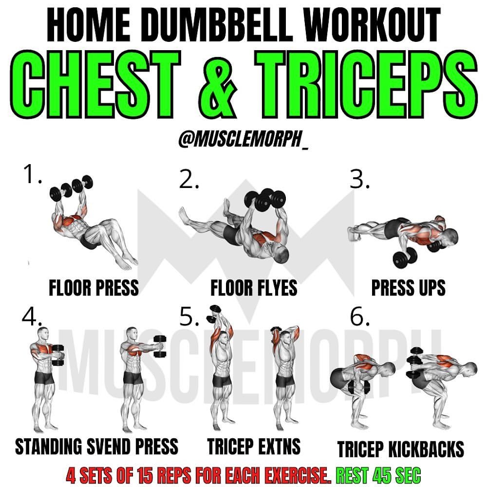 Triceps Workout With Dumbbells Chart Workout Chart The Best Chest And Tricep Workout Chest Tricep Pull