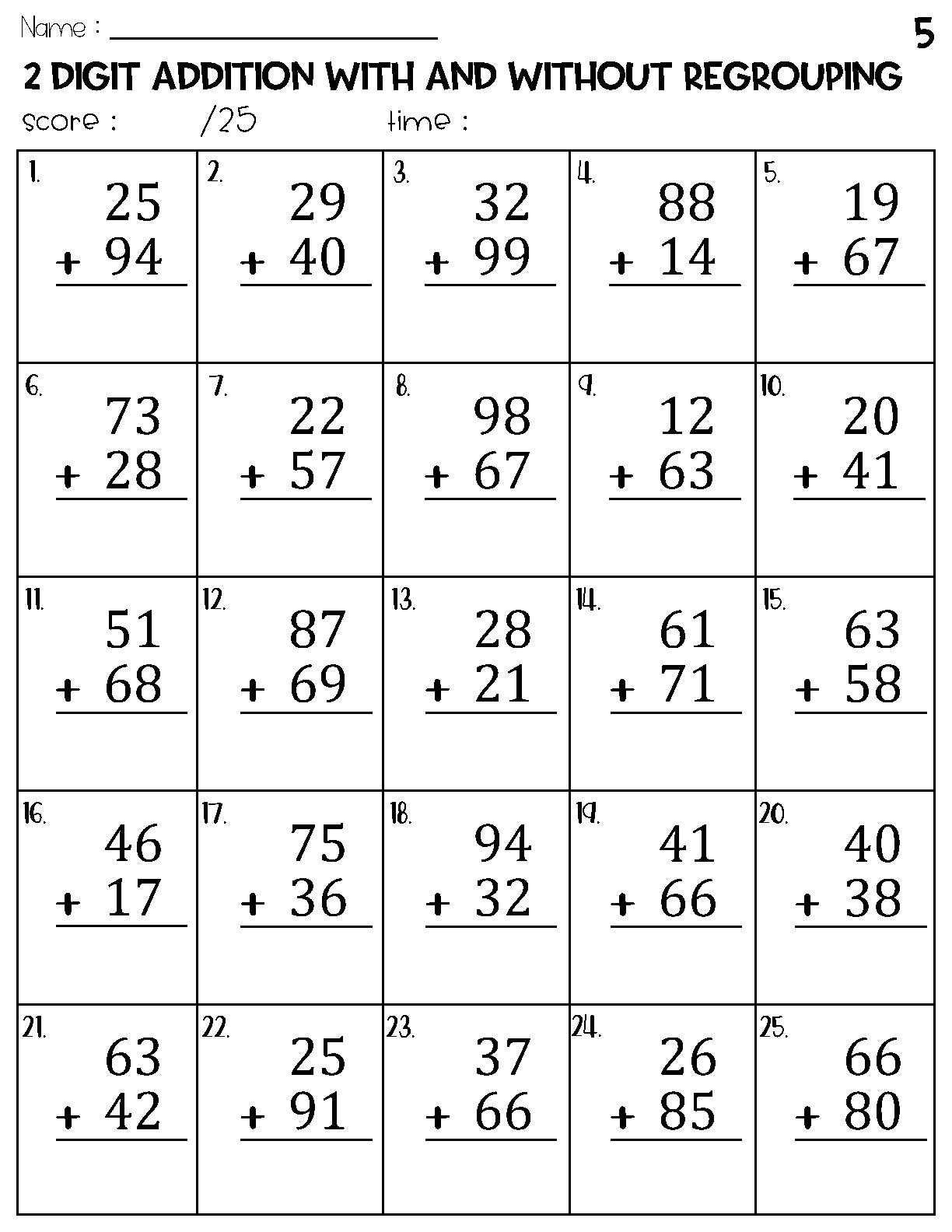 Two Digit Addition With And Without Regrouping Worksheets Etsy Two Digit Addition Worksheets Printable 2 Digit Problems Free Printables Lettering SVG Files Tools Apps