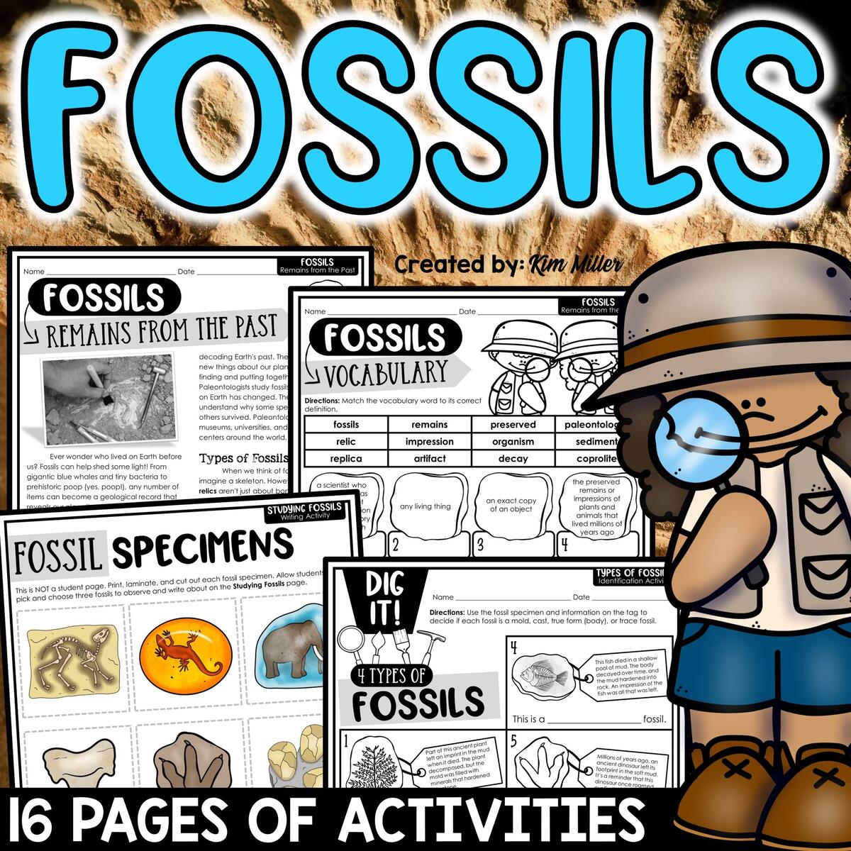Types Of Fossils Activities Worksheets Reading Comprehension Fossil Unit A Love Of Teaching Kim Miller