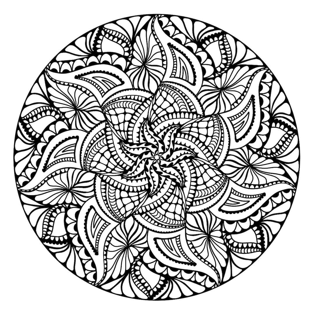 Unique Hand Drawn Adult Coloring Page Intricate Design Downloadable Printable Wall Art Color Or Paint Your Own Home Decor On A Budget PDF Etsy