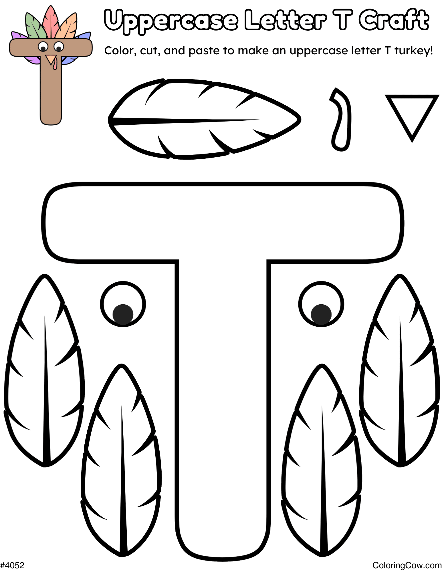 Uppercase Letter T Turkey Craft Uppercase Letter T Turkey Craft