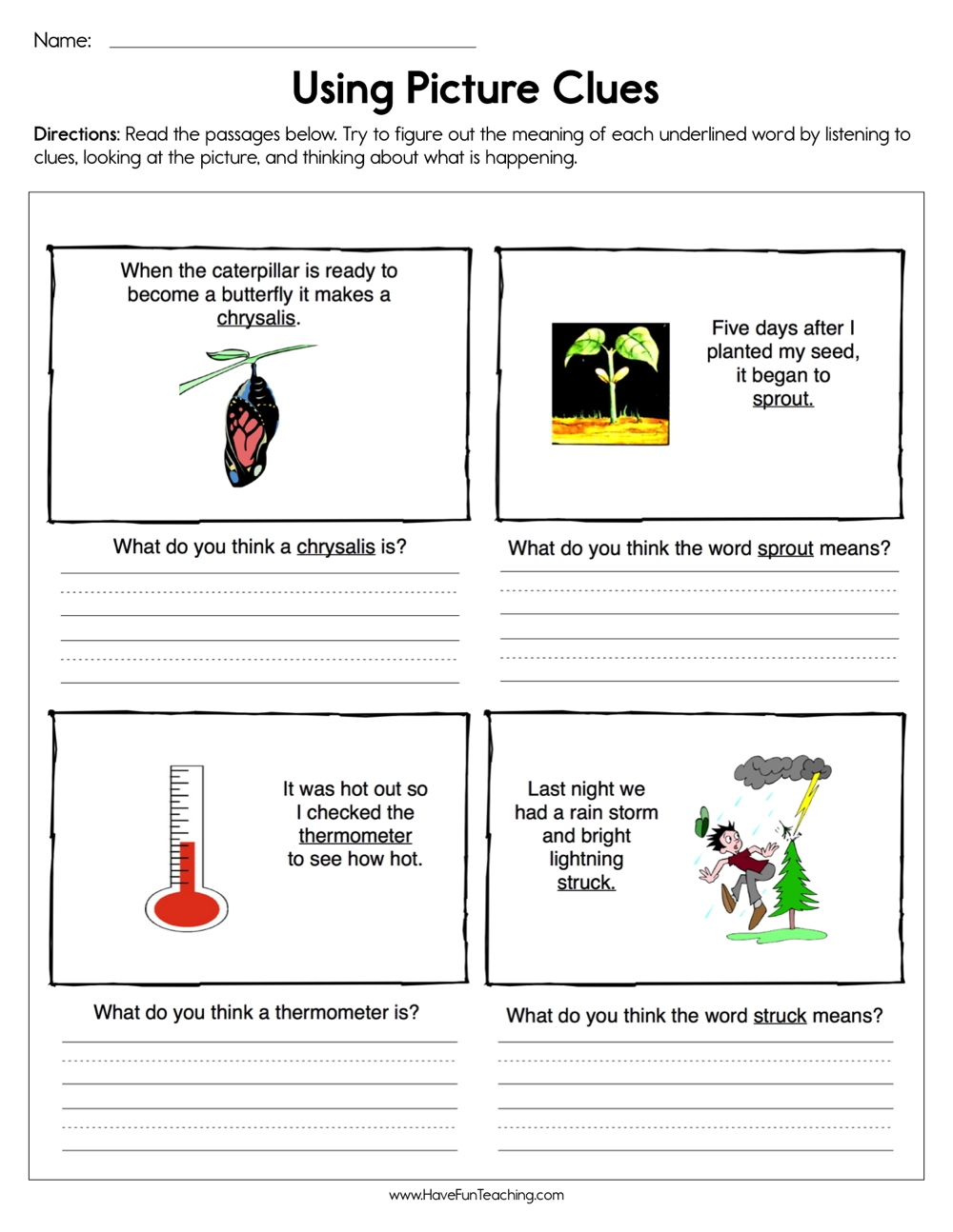 Using Picture Clues Worksheet Have Fun Teaching Identifying Unknown Words Worksheet Have Fun Teaching
