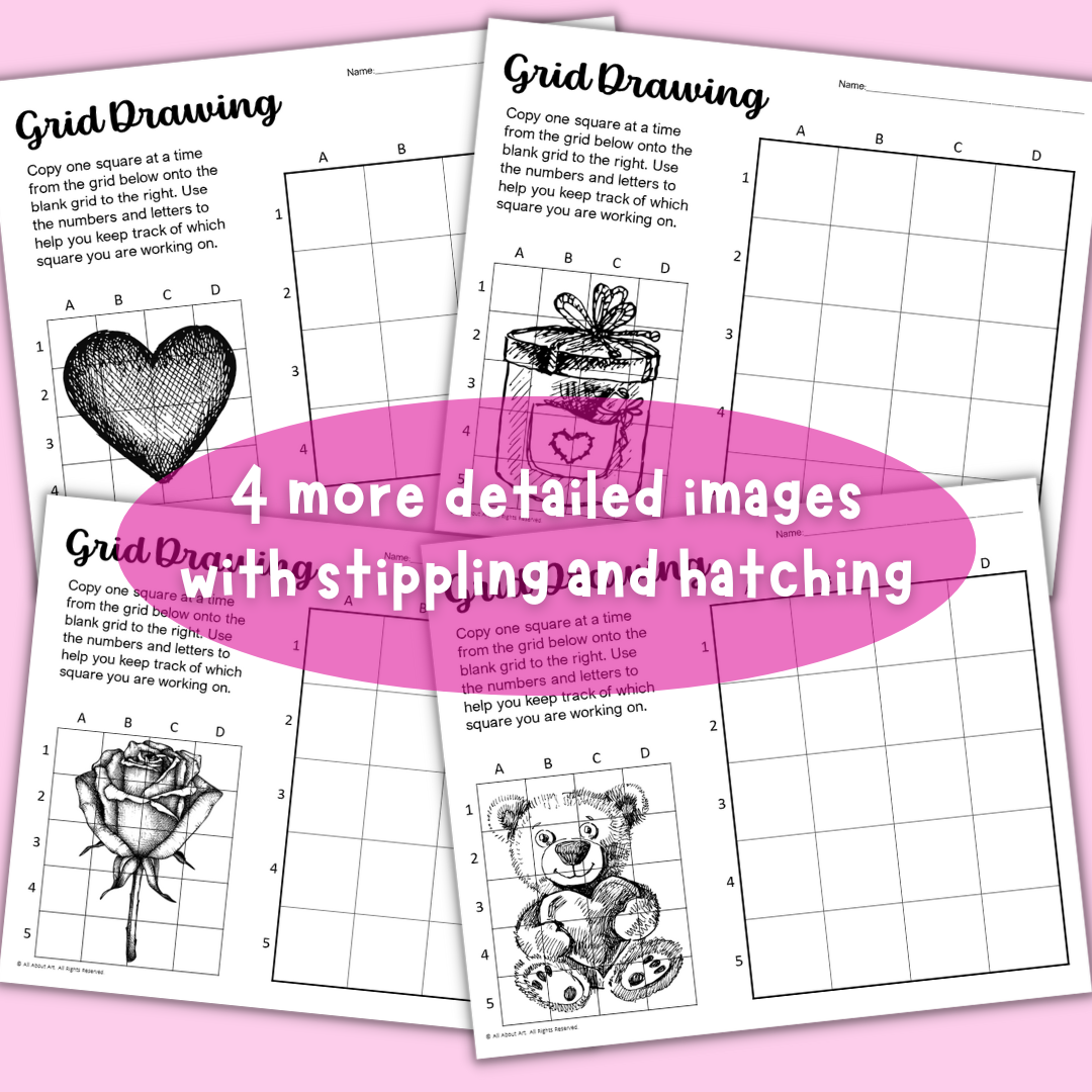 Valentine S Day Grid Drawing Worksheets Grid Method Art Activities Classful