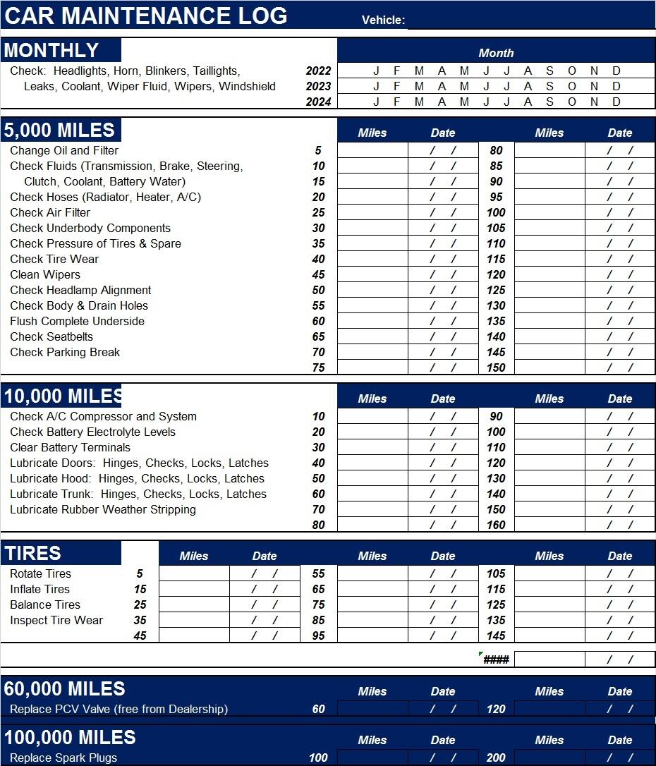 Vehicle Maintenance Log Templates Free Report Templates Vehicle Maintenance Log Templates Free Report Templates