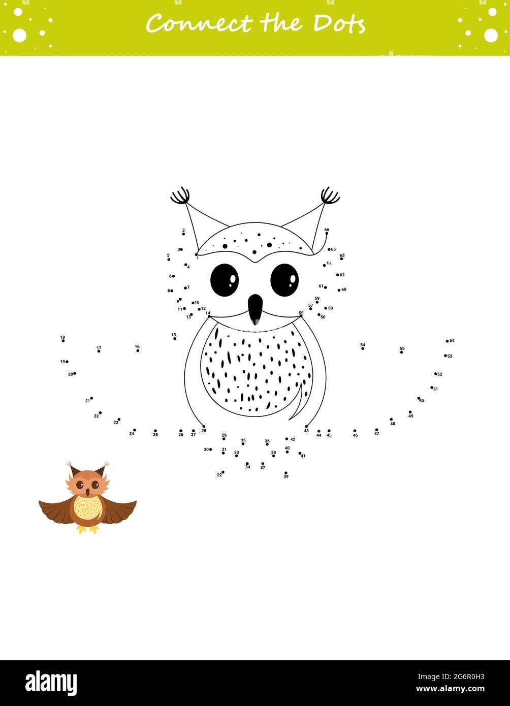We Draw An Owl Dot To Dot Draw A Line Game For Toddler Learning Numbers For Kids Education Developing Worksheet Isolated Vector Illustration Stock Vector Image Art Alamy