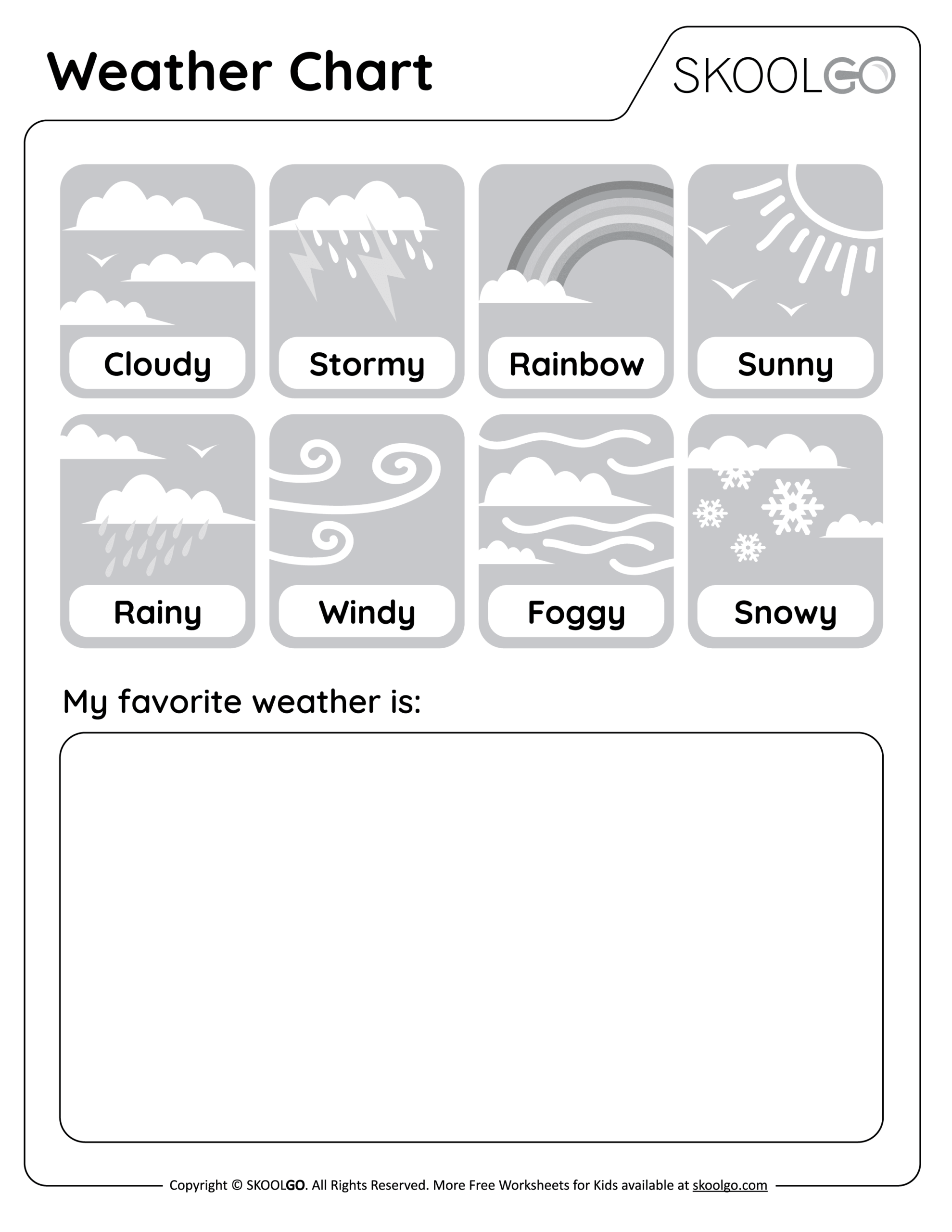 Weather Chart Free Worksheet SKOOLGO English For Kids Step By Step Weather Vocabulary Worksheets
