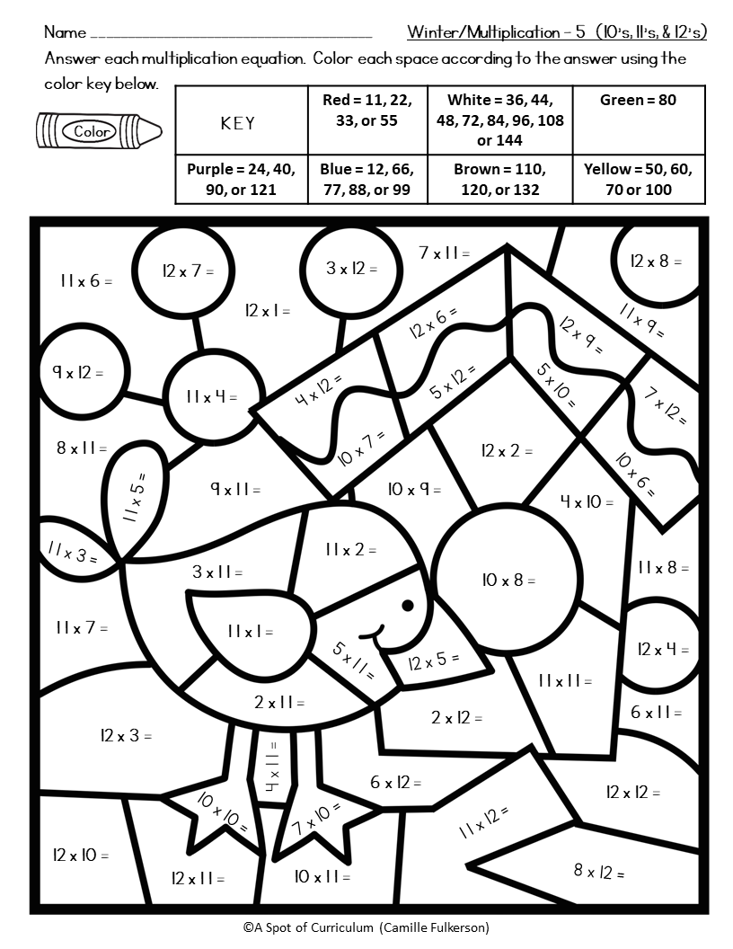 Color By Number Multiplication Worksheets PDF Etsy