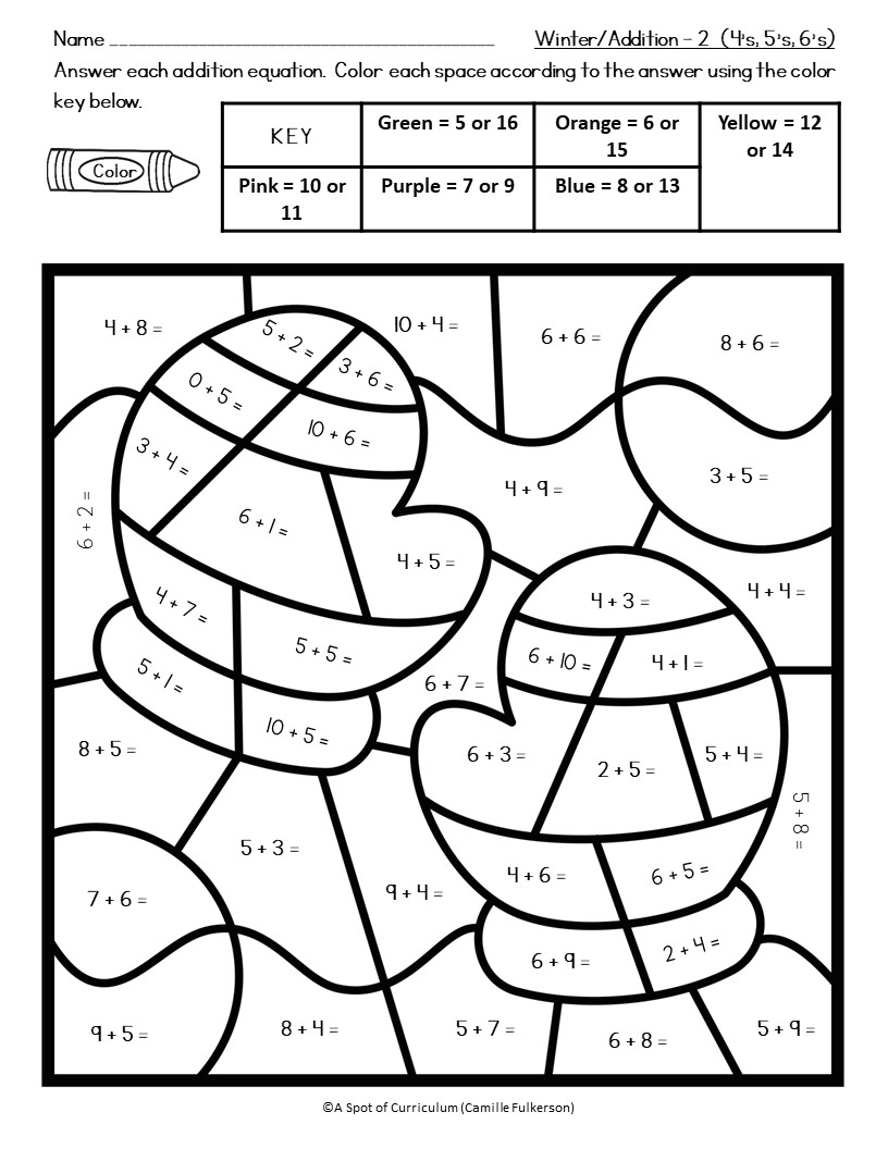 Winter Coloring Sheets Addition Color By Number Classful Winter Coloring Sheets Addition Color By Number Classful