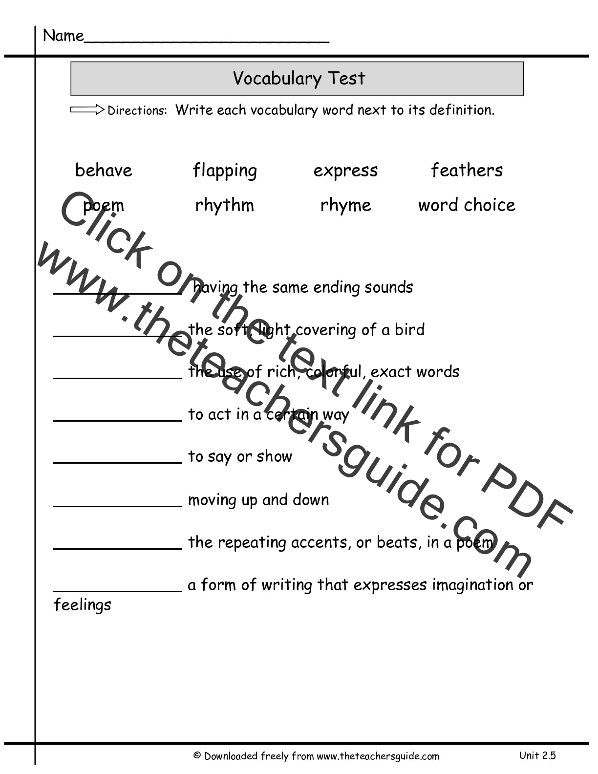 Wonders Second Grade Unit Two Week Five Printouts 14 Matching Definitions To Words Worksheets Free PDF At Worksheeto