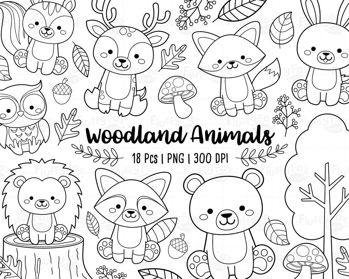 Woodland Animals Digital Stamp Forest Kids Coloring Cute Lineart Fox Deer Squirrel Raccoon Rabbit Owl Bear Hedgehog Graphic PNG Download Etsy Woodland Animals Digital Stamp Forest Kids Coloring Cute Lineart Fox Deer Squirrel Raccoon Rabbit Owl Bear Hedgehog Graphic PNG Download Etsy