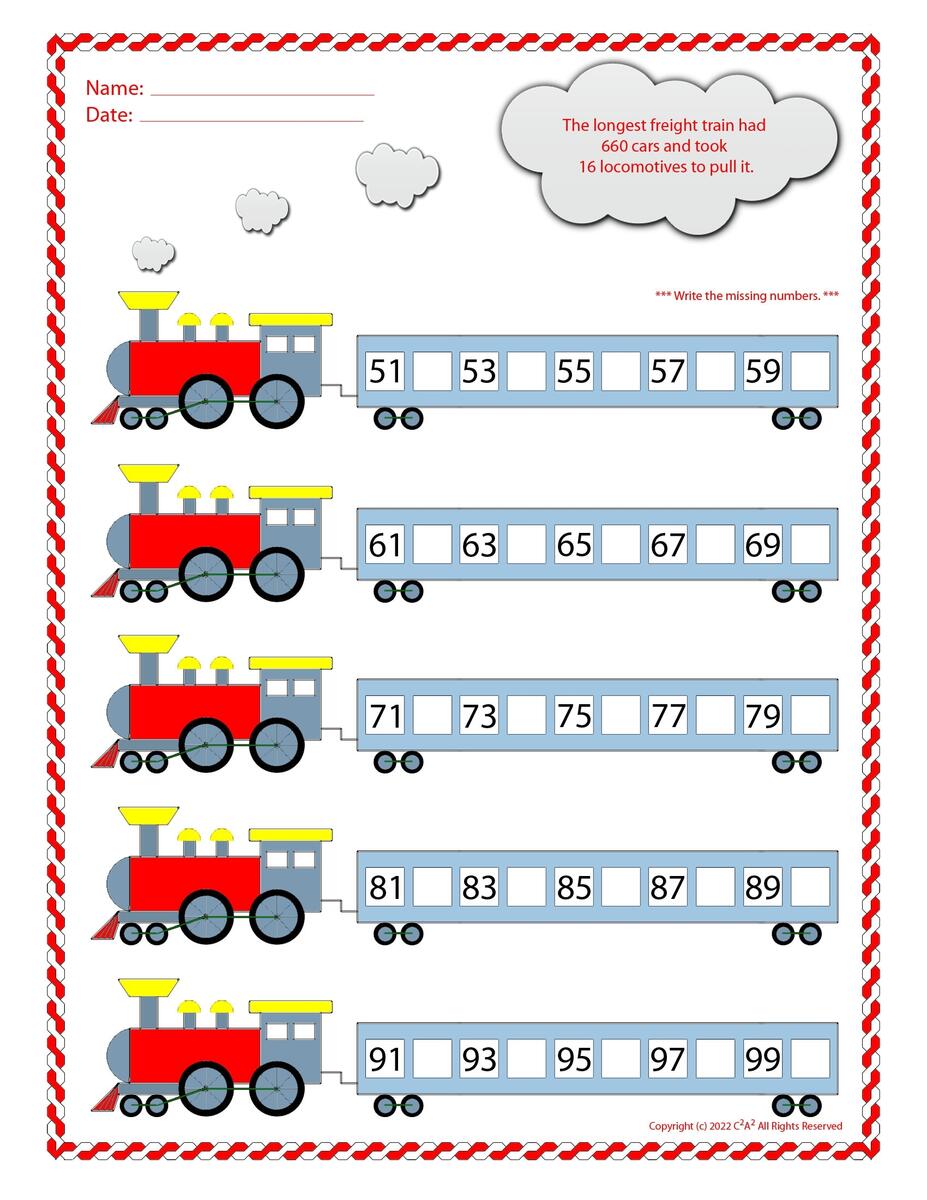 Write The Missing Numbers 1 To 100 Preschool Kindergarten Grade 1 10 Printable Worksheets Etsy