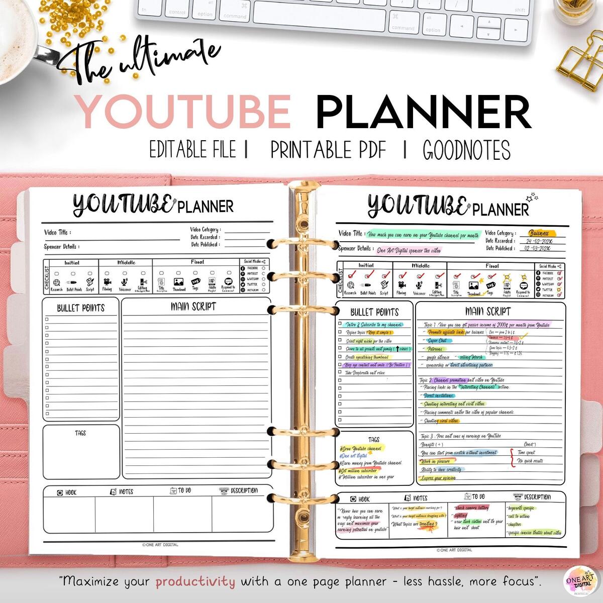 Youtube Planner Etsy Youtube Planner Etsy
