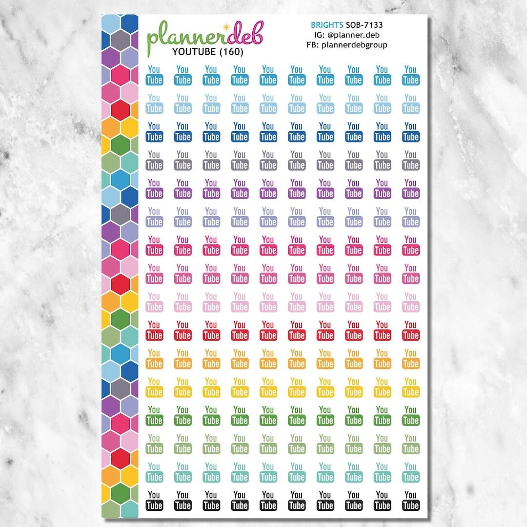 YOUTUBE Planner Stickers For Erin Condren Planners Daily Duos Happy Planners Plum Planners Bullet Journals SOB 7133 Etsy Free Printable Kid S Sports Stickers Planning Inspired